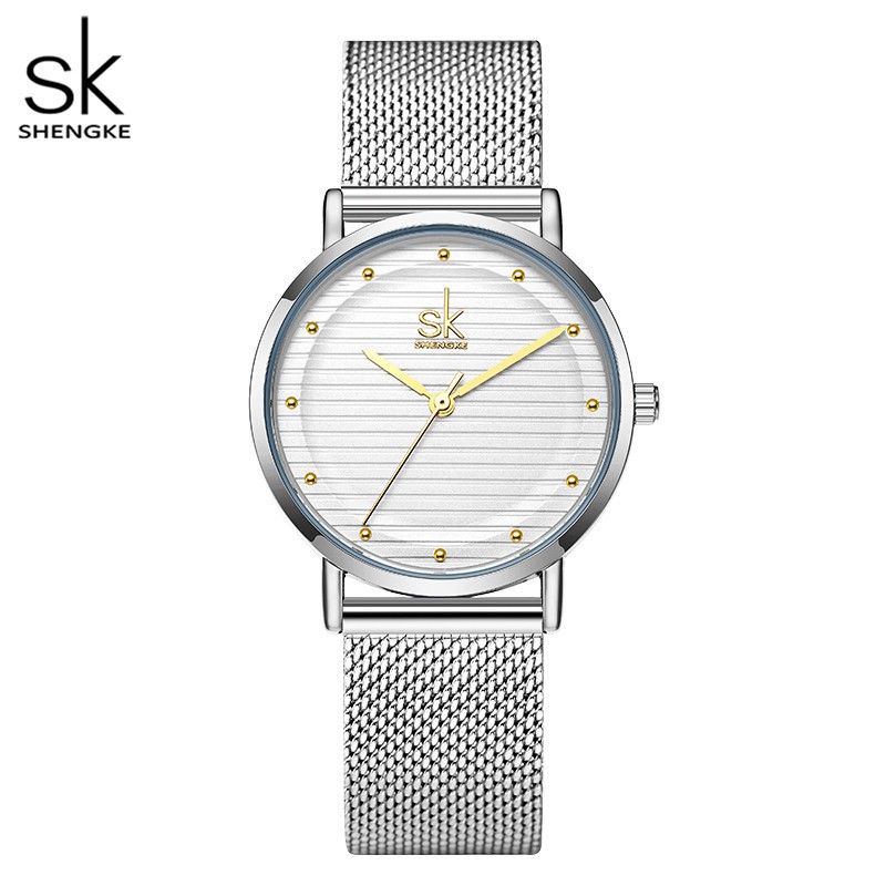 Đồng Hồ Đeo Tay Shengke Thạch Anh Dây Bằng Lưới Thép Phong Cách Doanh Nhân Dành Cho Nữ