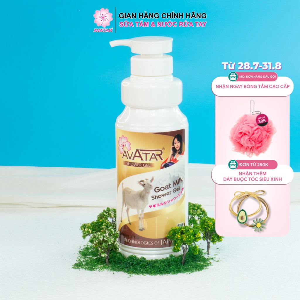 Sữa tắm sữa dê Avatar 900ml - Sữa dê chăm sóc da mịn màng và ngăn ngừa lão hóa - Công nghệ Nhật Bản