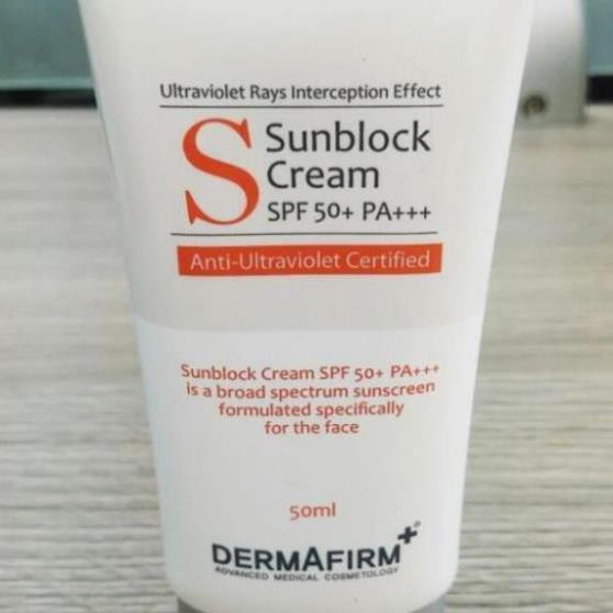 [HÀNG NHẬP KHẨU] Kem Chống Nắng Y Khoa Không Nhờn Rít Dermafirm Sun Block Cream SPF50+PA+ Cho Da Dầu, Khô, Mụn, Nhạy Cảm