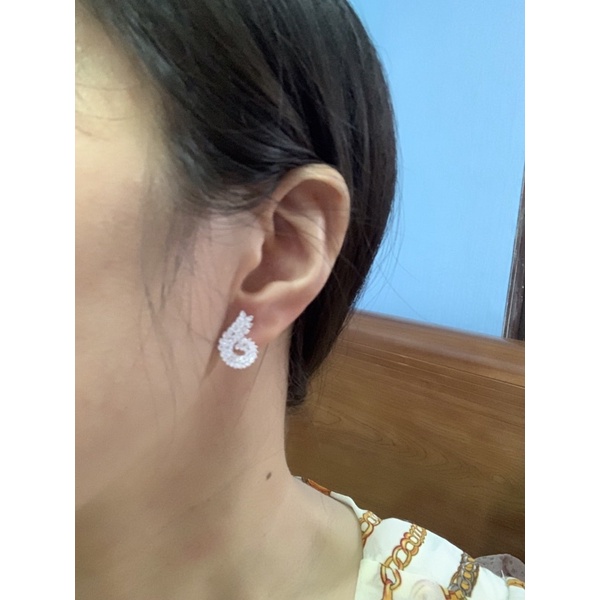 Khuyên tai khóa tròn bật oliu giọt nước bạc ta chuẩn NGỌC MẬU