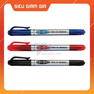 Hộp 10 bút dạ kim CD 2 đầu, bút lông dầu