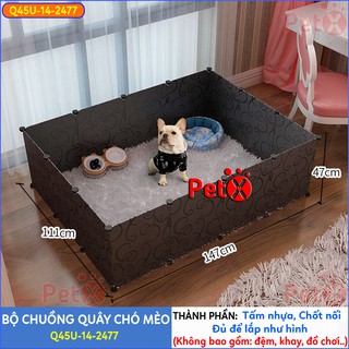 {MẪU BÁN CHẠY}Quây chuồng chó mèo tấm nhựa khung thép xen tấm lưới sắt lắp ghép nuôi thú cưng sơn tĩnh điện giá cực rẻ