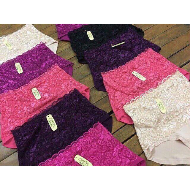 Set 5 Quần Lót Nữ Cỡ Đại(60-72kg) Cạp Cao Kèm Gen Bụng Ren Cotton Mềm Mại