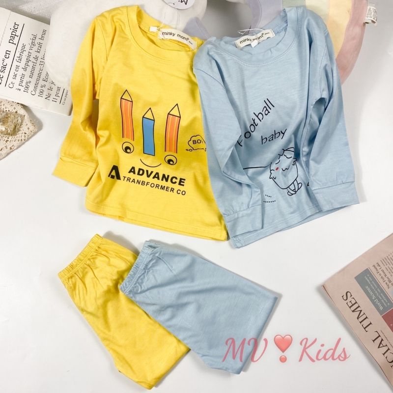 Bộ Dài Tay Thun Lạnh MINKY MOM Cho Bé Gái Bé Trai 0 1 2 3 4 5 6 Tuổi -Quần Áo Trẻ Em Dài Tay-Đồ Bộ Cho Bé BABULALA DT07