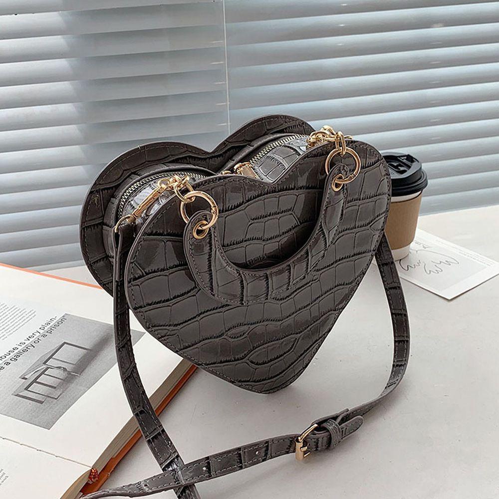 Túi Tote Da PU Hình Trái Tim Nhỏ Gọn Cho Nữ