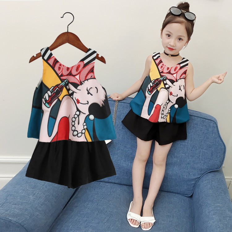 Bộ áo sát nách + quần short thời trang Hàn Quốc 2020 mới cho bé gái