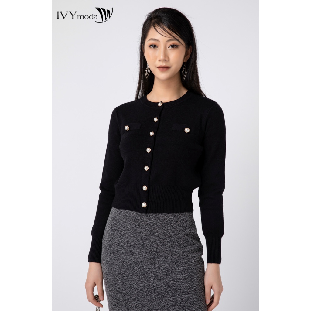 [NHẬP WABRTL5 GIẢM 10% TỐI ĐA 50K ĐH 250K ]Áo cardigan len nữ khuy ngọc IVY moda MS 77B7955