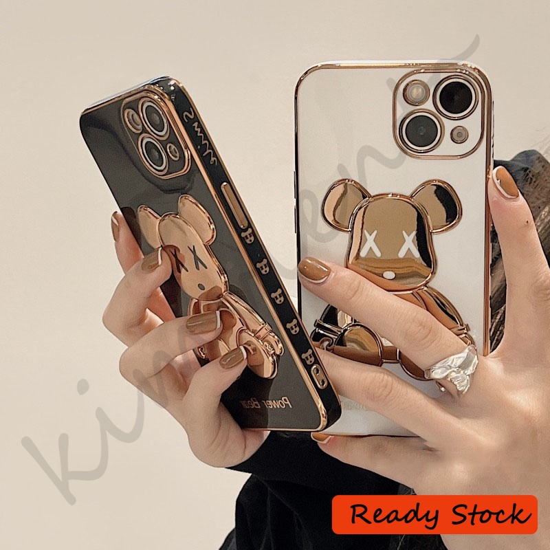 Ốp Điện Thoại Mềm Mạ Điện Hình Gấu 3D Cho iPhone 13 12 11 Pro Max XS Max XR X XS 8 7 Plus
