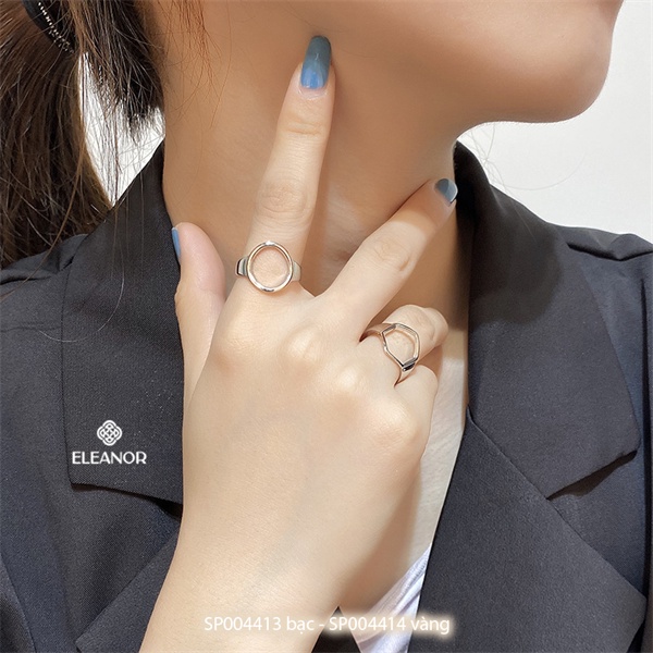 Nhẫn nữ hở bạc 925 Eleanor Accessories mặt tròn viền trơn phụ kiện trang sức basic