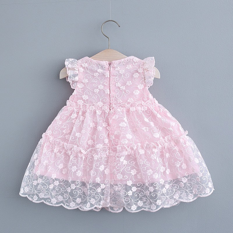 Đầm dự tiệc Váy công chúa thêu hoa nổi bé gái size 7-12kg VH91