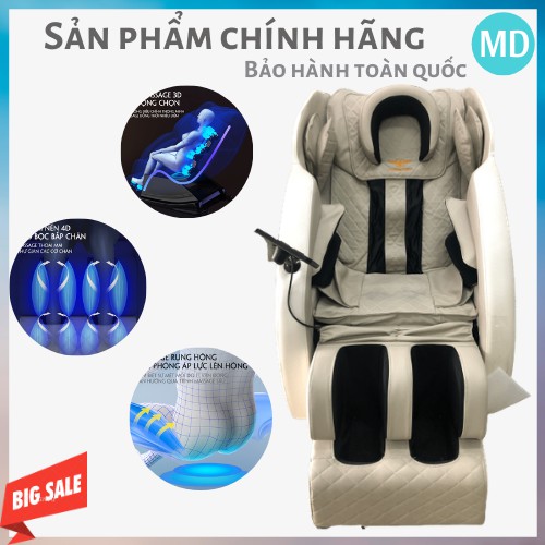 Ghế massage kiểu mới màn hình LCD, loa bluetooth, con lăn cố định 4D nâng hạ cố định - Thiết kế Châu Á