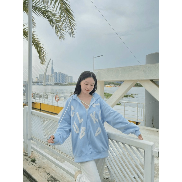 Áo Khoác Hoodie Nam Nữ Có Dây Kéo Họa Tiết Nỗi Siêu Xinh Siêu Cute