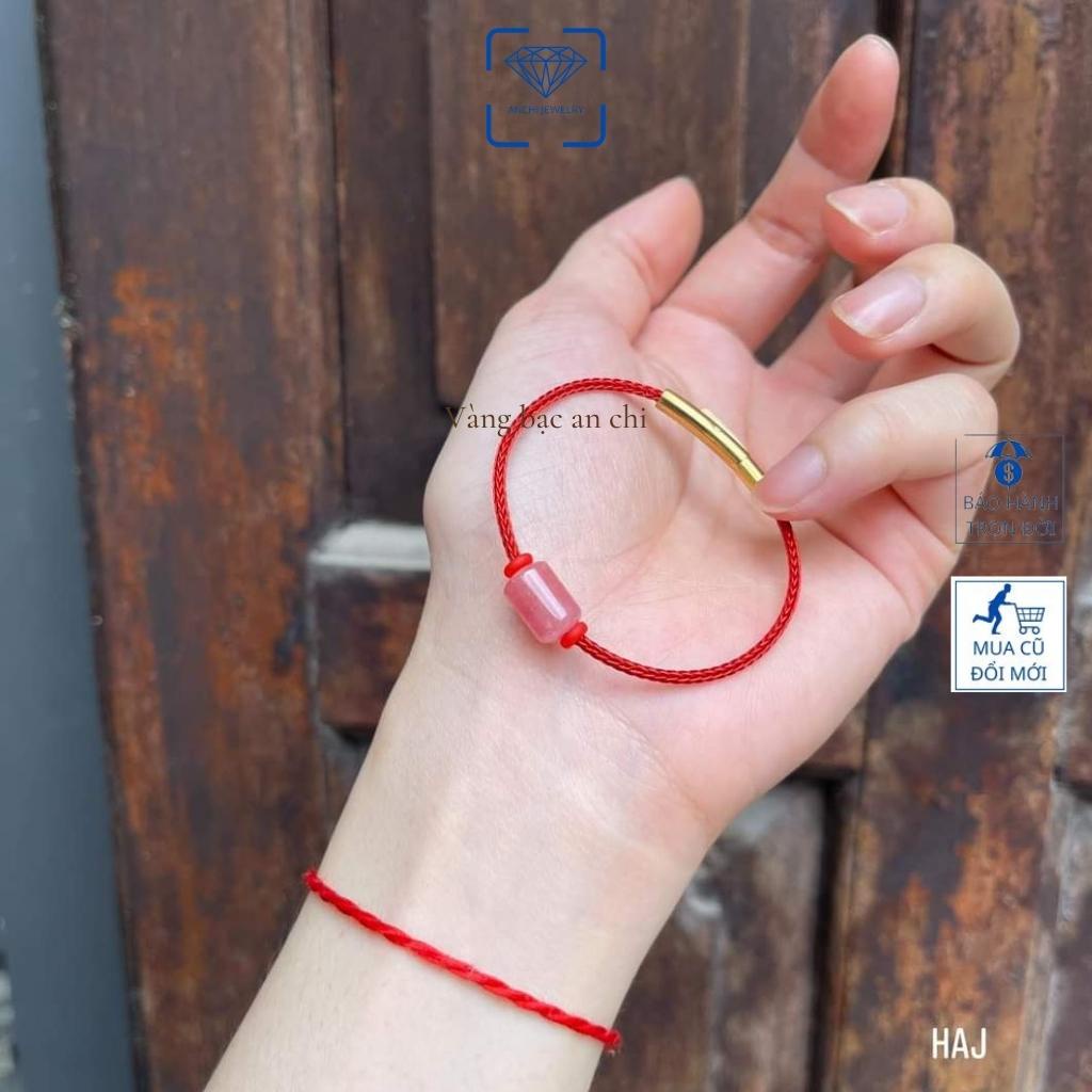 Vòng tay lu thống đá đào hoa phong thuỷ mệnh hỏa / thổ. Anchi jewelry