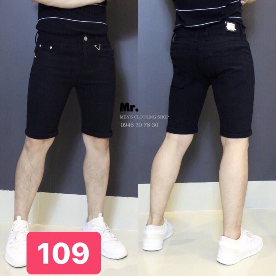 Quần short jean nam XuBi đen trơn