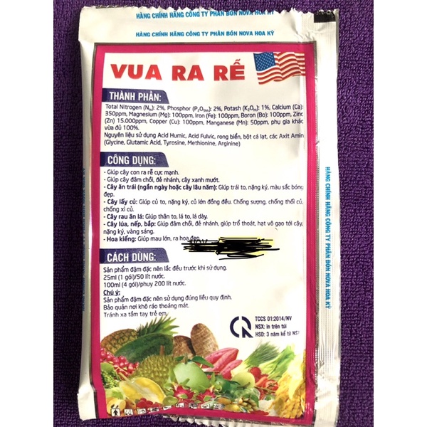 Phân bón Vua Ra Rễ Super gói 25ml | Cty Nova Hoa Kỳ
