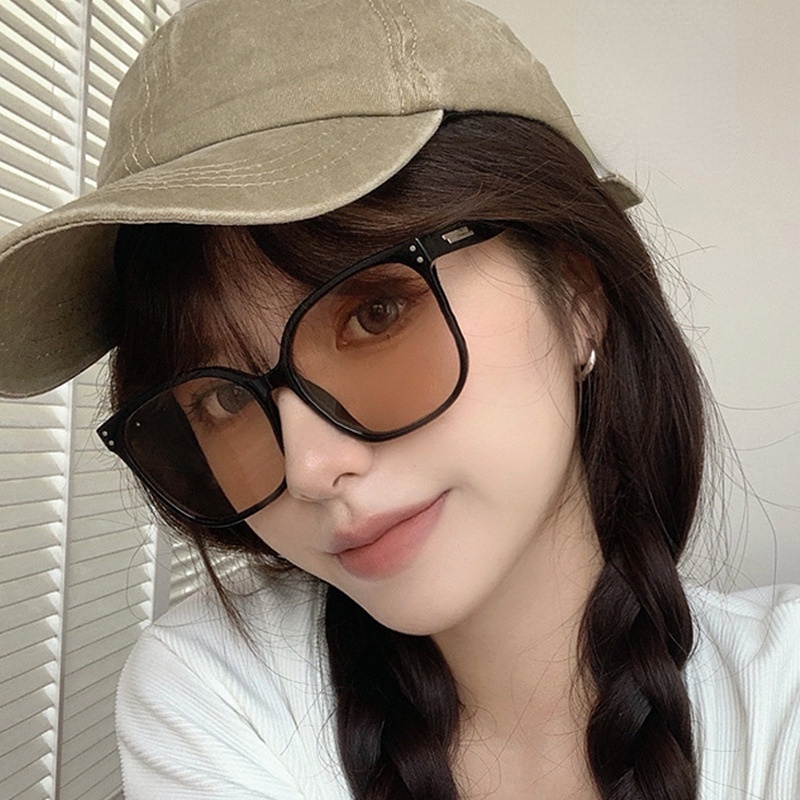 Kính râm nữ Hàn Quốc Kính râm gọng lớn Retro Kính râm chống tia cực tím UV400
