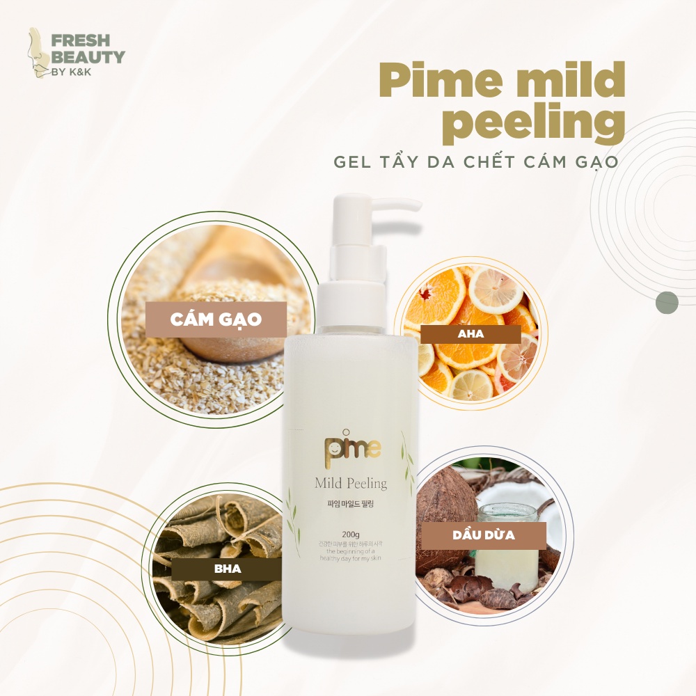 Gel tẩy tế da chết cho da mặt chứa dưỡng ẩm, làm sáng da, giảm mụn, dùng được với da nhạy cảm Pime Mild Peeling 200g