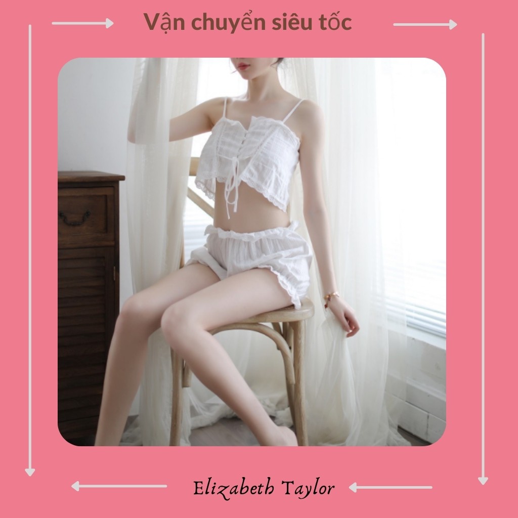 Bộ Đồ Ngủ Pyjama,Bộ Váy Ngủ 2 Dây Sexy Cho Các Nàng Diễn Chất Liệu Ren Đũi Cao Cấp