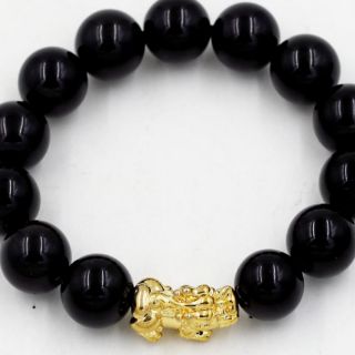 Chuỗi đeo tay đá đen 14ly mix tỳ hưu