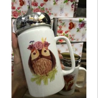 Cốc sứ nắp gương giữ nhiệt 330ml