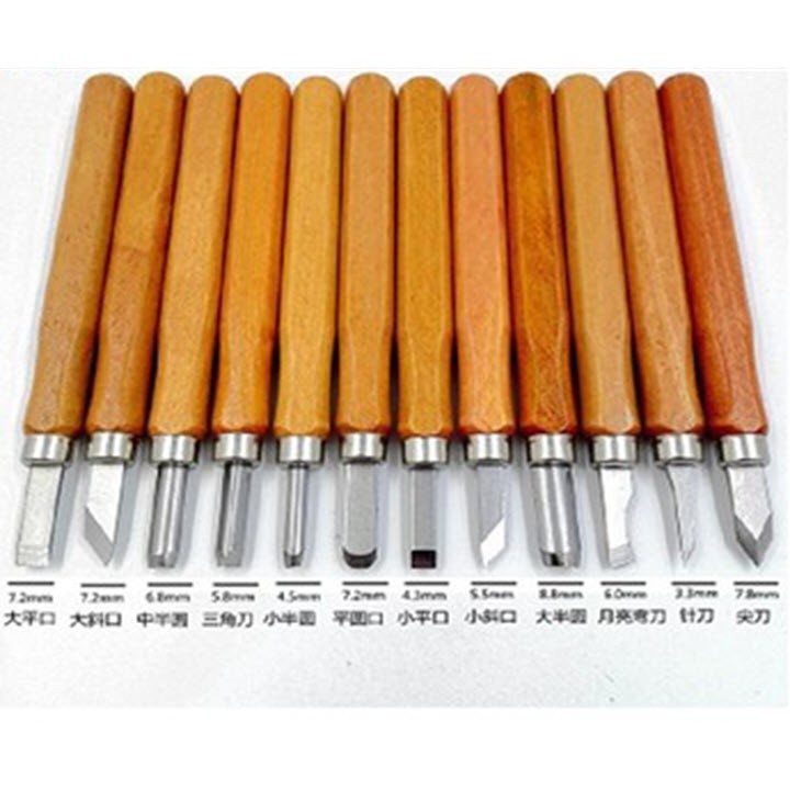 Bộ dao khắc đục tiện gỗ 12 món cao cấp V2