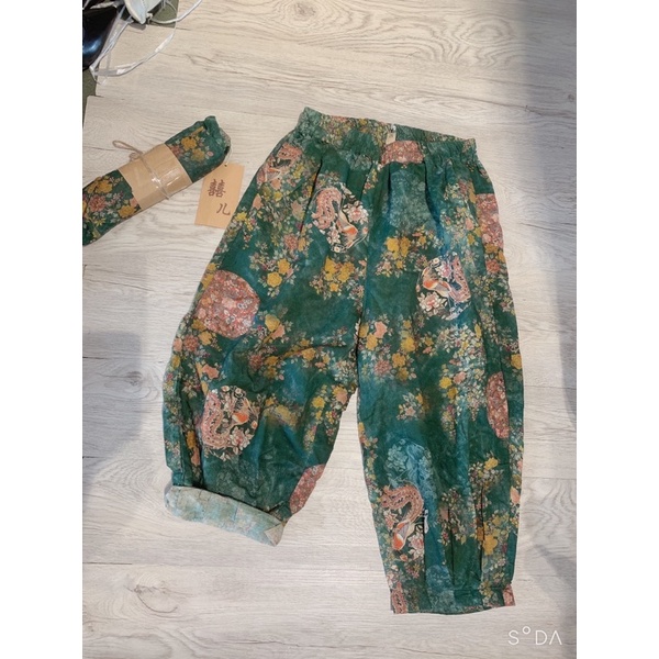Quần linen hoạ tiết thổ cẩm dáng alibaba