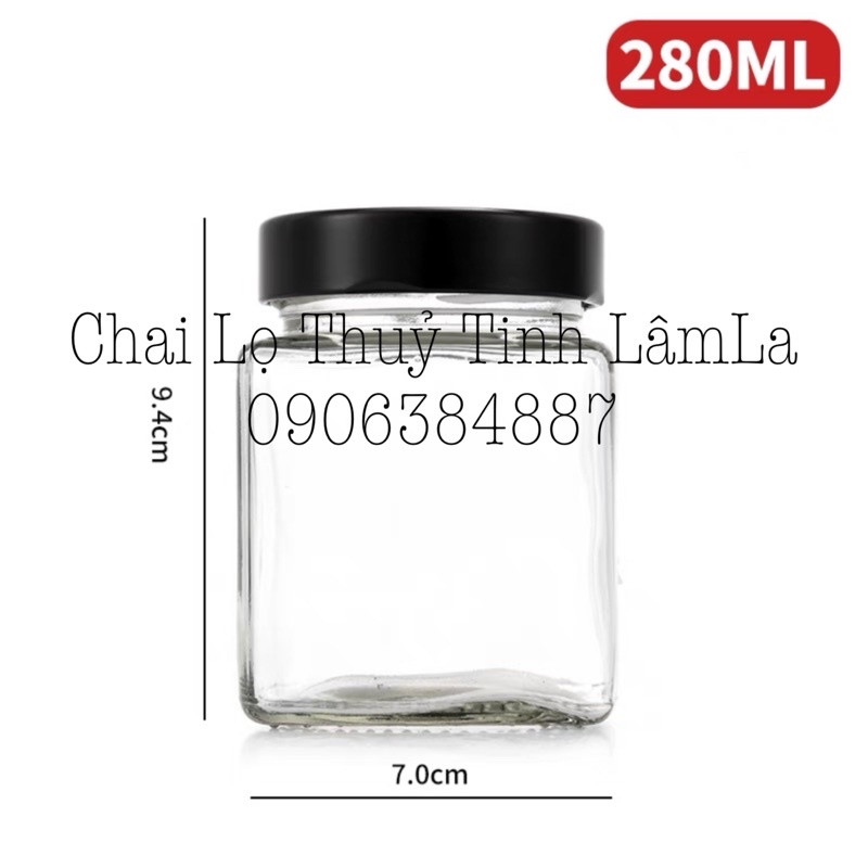 Hũ Thuỷ Tinh Vuông Nắp Thiết Dày 200ML 280ML 380ML 500ML 730ML