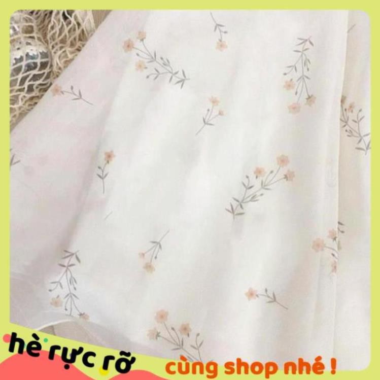 Váy Maxi Cổ Đắp Chéo, Đầm Xòe 2 Dây Họa Tiết Hoa Rơi Chất Voan 2 Lớp Kín Đáo Kiểu Dáng Trẻ Trung Xinh Xắn. ་ ྇