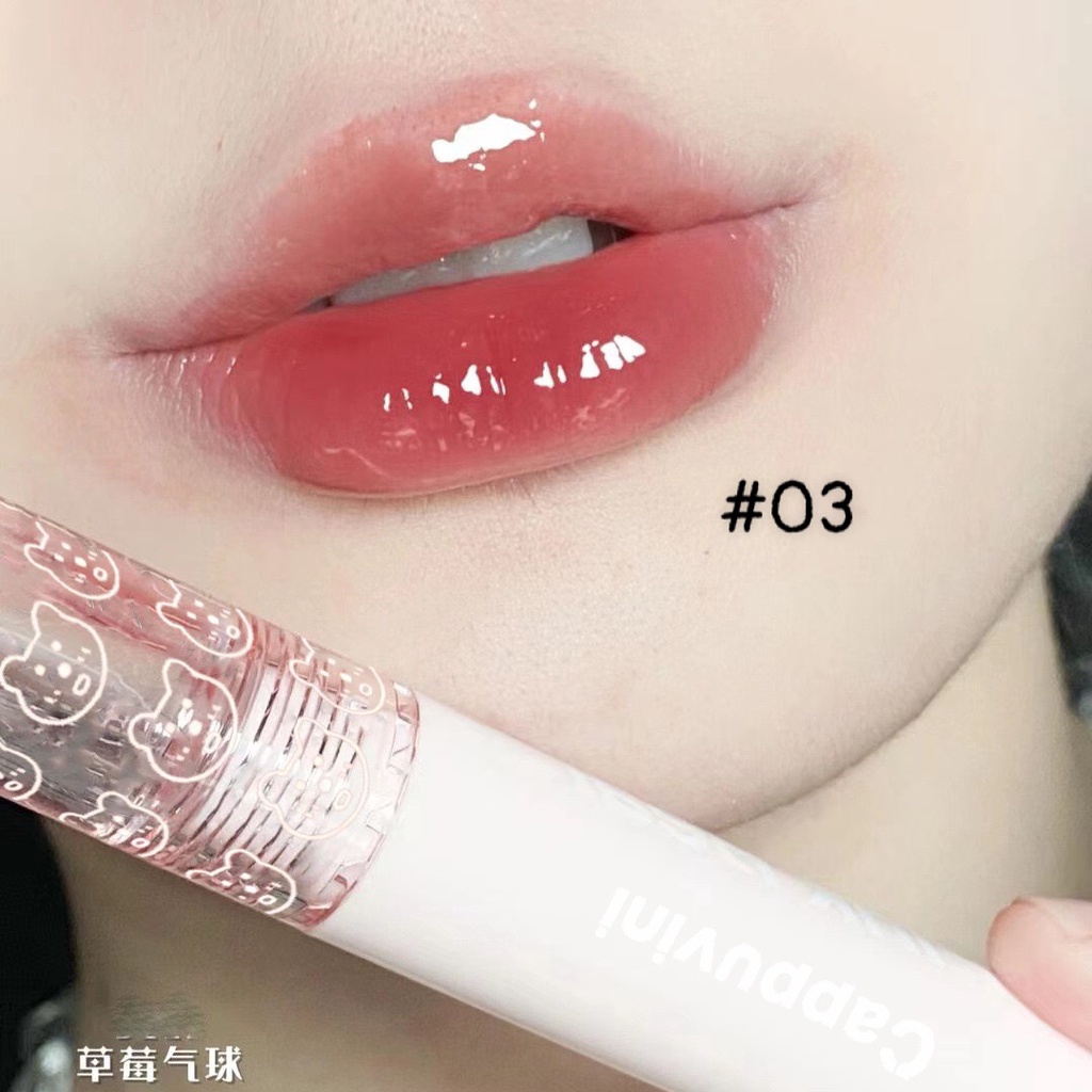 Son kem bóng CAPPUVINI gấu hồng Bubbly Bear Lip Glaze Chính Hãng