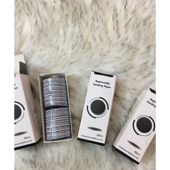 Máy chà gót chân + hộp 60 miếng chà