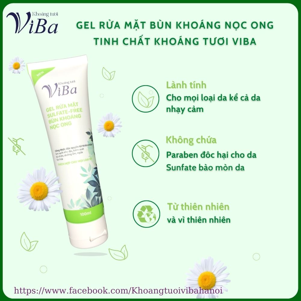 Gel rửa mặt viba - Sữa rửa mặt kiểm soát bã nhờn, ngăn ngừa lão hóa, cân bằng hệ sinh thái da không bào mòn da.