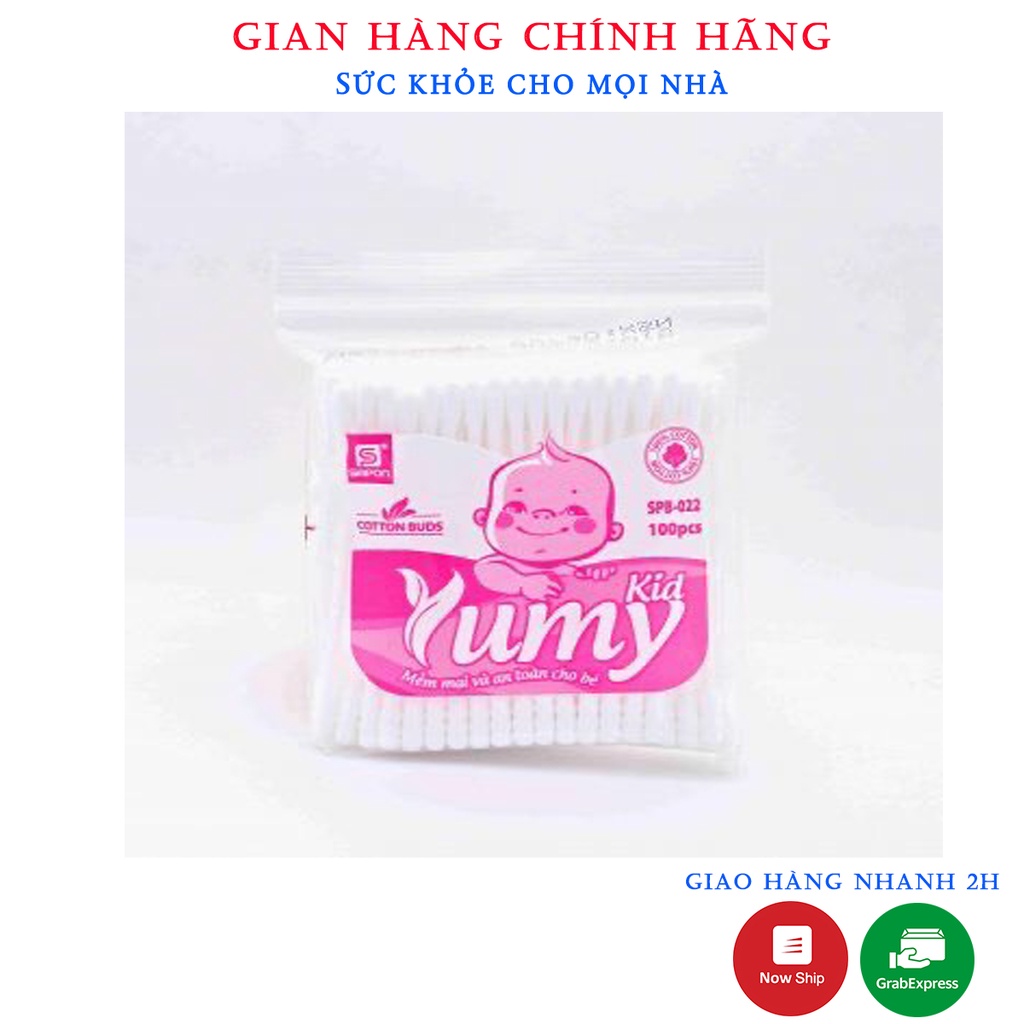 Tăm Bông Tự Nhiên Vệ Sinh Tai Cao Cấp Yumy (100 chiếc )