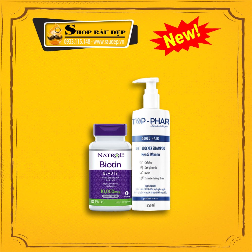 Combo Biotin + Dầu Gội DHT Good Hair Mọc Tóc Hói Nhanh, Ức Chế DHT