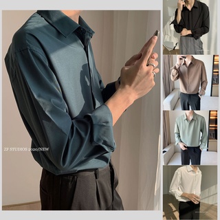 Áo sơ mi nam giấu cúc dài tay unisex, Áo sơ mi dáng suông basic trơn thời trang xuân hè 2022 dễ mặc -  (G236)