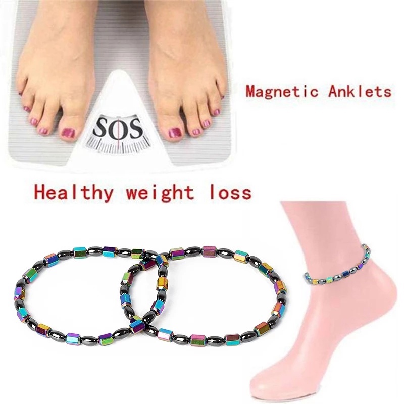 1 Vòng Đeo Chân Đá Hematite Nam Châm Nhiều Màu Sắc Giúp Giảm Đau Khớp Chăm Sóc Sức Khỏe