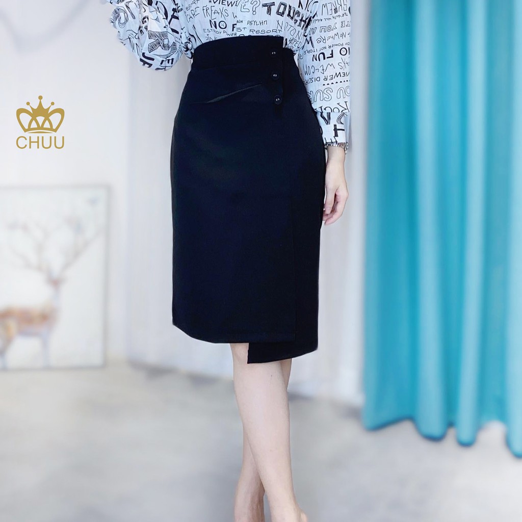 Chân váy bút chì công sở nữ kiểu xẻ lệch tà dáng dài CHUU CV6094 | BigBuy360 - bigbuy360.vn