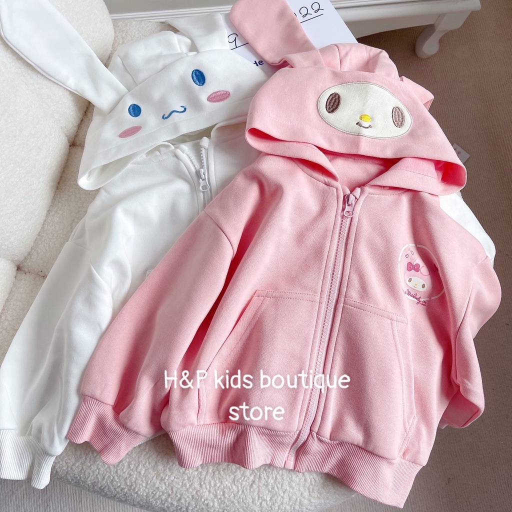 Áo khoác da cá tàu size 10-20kg hình thêu thiết kế tai Thỏ đáng yêu cho bé trai bé gái - Voi Kids Shop