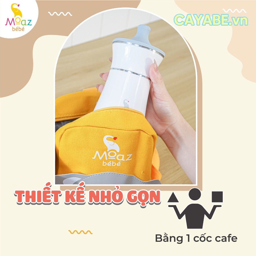 Máy hâm sữa di động cầm tay cho bé không dây MOAZ BÉBÉ MB – 041 nhỏ gọn, máy ủ bình sữa (tặng kèm 4 cổ nối bình sữa)