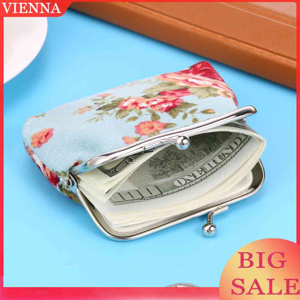 Ví Nữ Vải Canvas In Hoa Phong Cách Vintage Đáng Yêu