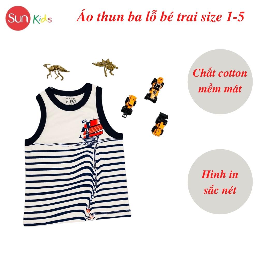 Áo thun bé trai, áo ba lỗ bé trai chất cotton, nhiều màu, Size 1 - 5 tuổi - SUNKIDS