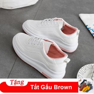Giày thể thao nữ trắng đế cao đẹp size 35 Có sẵn