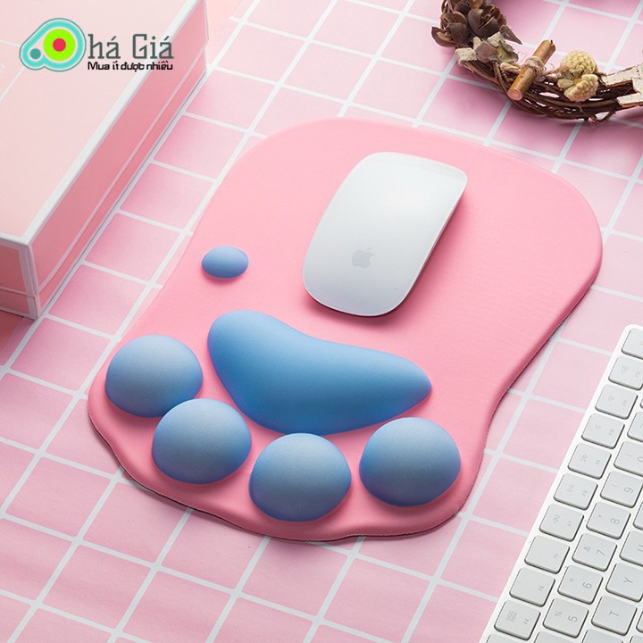 Lót chuột có đệm hỗ trợ cổ tay Hình Dấu Chân Mèo