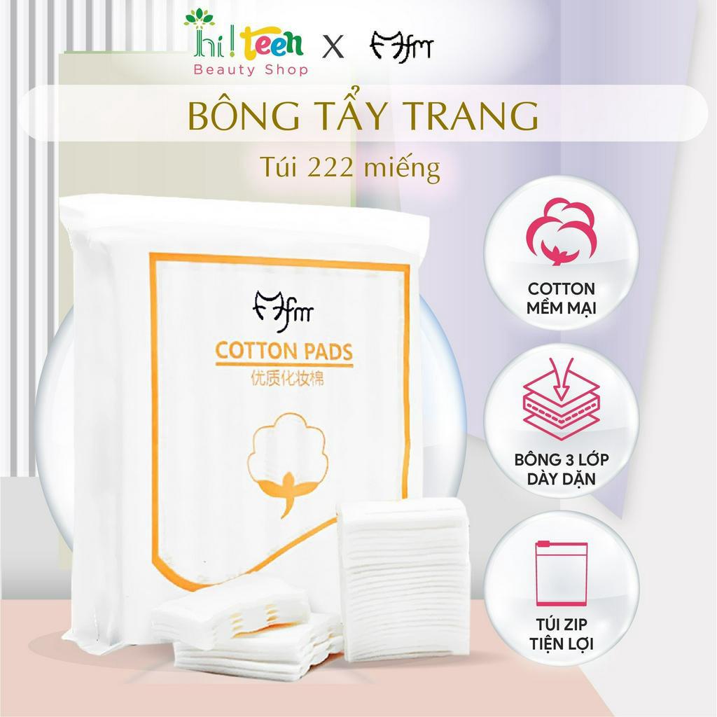 Bông tẩy trang 222 miếng Cotton Pads 3 lớp - lau sạch bã nhờn bụi bẩn trên da - CHÍNH HÃNG, QUÉT ĐƯỢC QR CODE