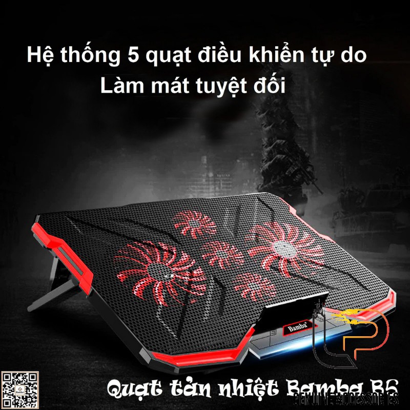 ĐẾ TẢN NHIỆT LAPTOP BAMBA B5 (5 QUẠT) - QUẠT LÀM MÁT LAPTOP BAMBA B5 (5 QUẠT)