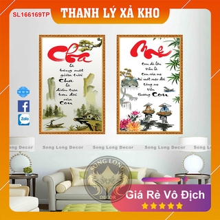 2 Bức Tranh Dán Tường Chữ Cha Mẹ- SL166169TP-Tranh 3d Thư Pháp - Song Long Decor