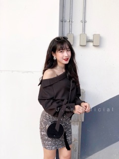 Áo lệch vai tay nơ ulzzang