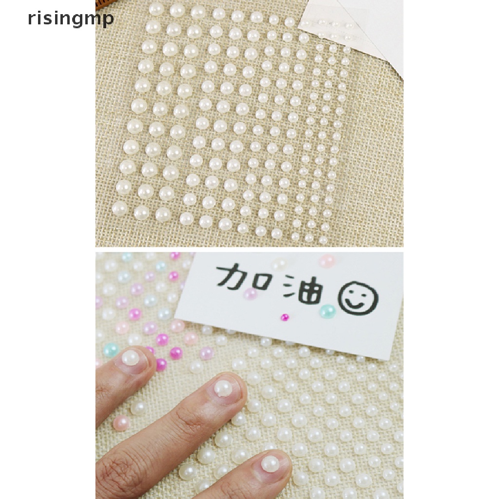 Set 165 Miếng Dán Hình Bán Nguyệt Đính Ngọc Trai Trang Trí Sổ Tay DIY ♨Trên đó