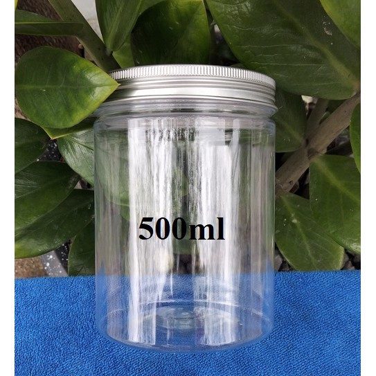 HỦ NHỰA NẮP THIẾC 500ML (BẠC)