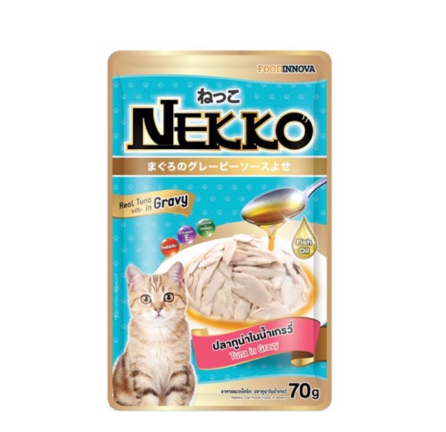 Nekko salmon in gravy 70g Thức ăn ướt pate cho mèo vị cá hồi