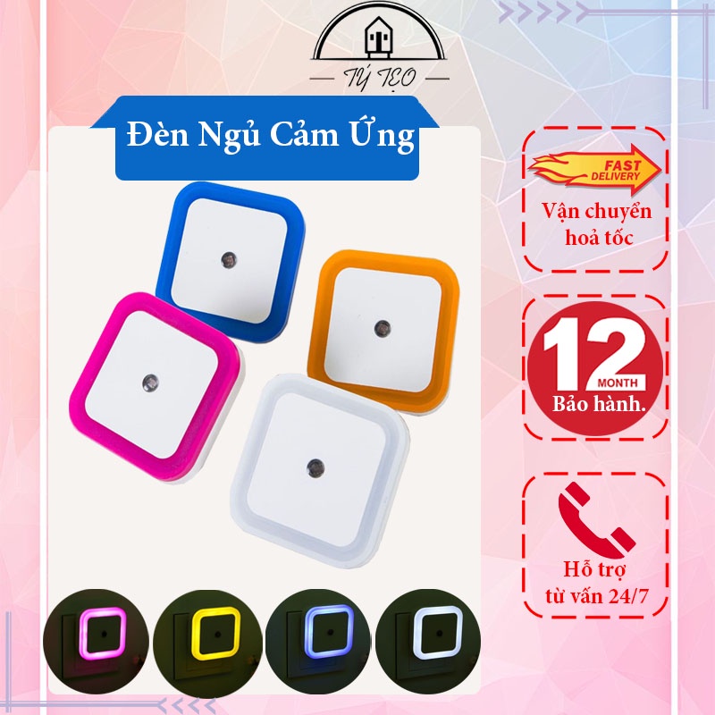 Đèn Ngủ Cảm Ứng Tự Động Sáng Đèn Khi Trời Tối Hình Vuông Tiện Dụng - DN32 - Gia Dụng Tý Tẹo